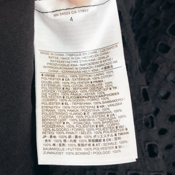 Banana Republic Black Eyelet Detail Skirt Size 4 - Picture 6 of 8